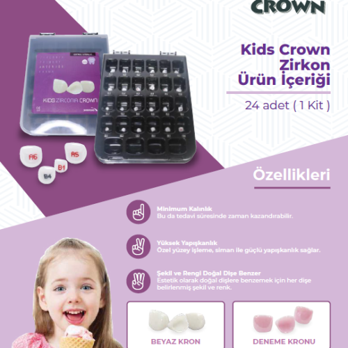 Kids Crown Zirkon-Zirconia Süt Dişler İçin Geçici Kuron