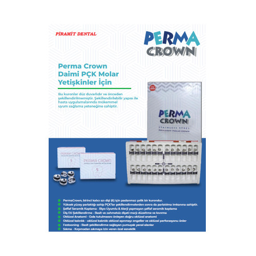 "Perma Crown Kit" Daimi Pçk Molar Yetişkin İçin Set